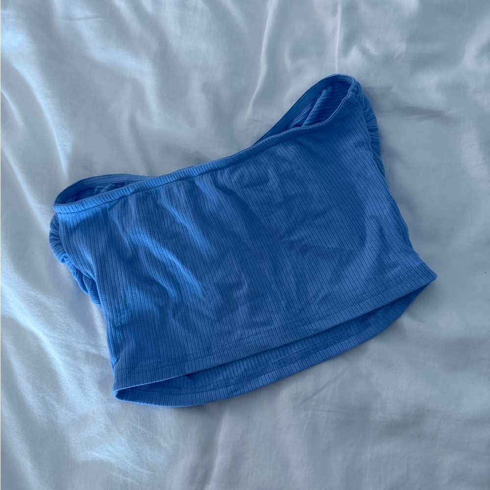 Shein Blue Ribbed Tube Top - Picture 3 of 3